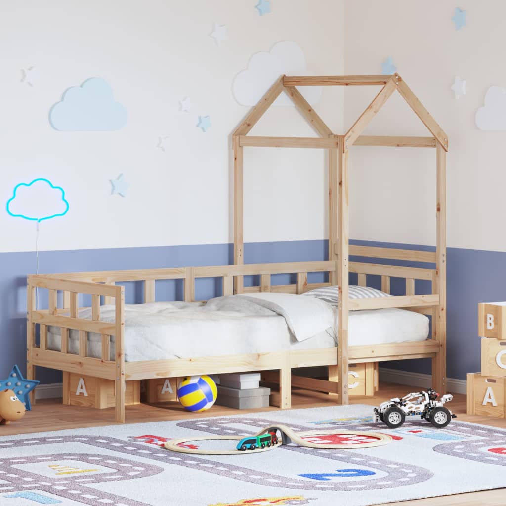 Dormeuse con Tetto 80x200 cm in Legno Massello di Pino | homemem39