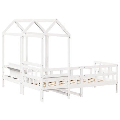 Set Dormeuse con Tetto Bianco 80x200 cm Legno Massello di Pino