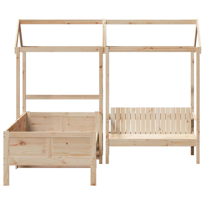 Dormeuse and Bench Set with Roof 90x190cm Solid Pine Wood