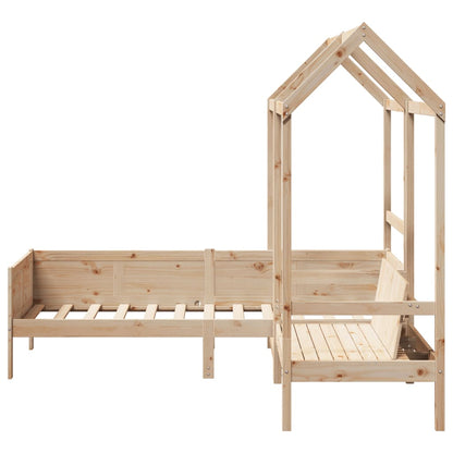 Set Dormeuse e Panca con Tetto 90x190cm Legno Massello di Pino