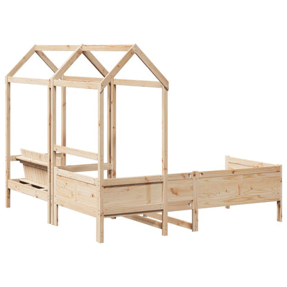 Dormeuse and Bench Set with Roof 90x190cm Solid Pine Wood