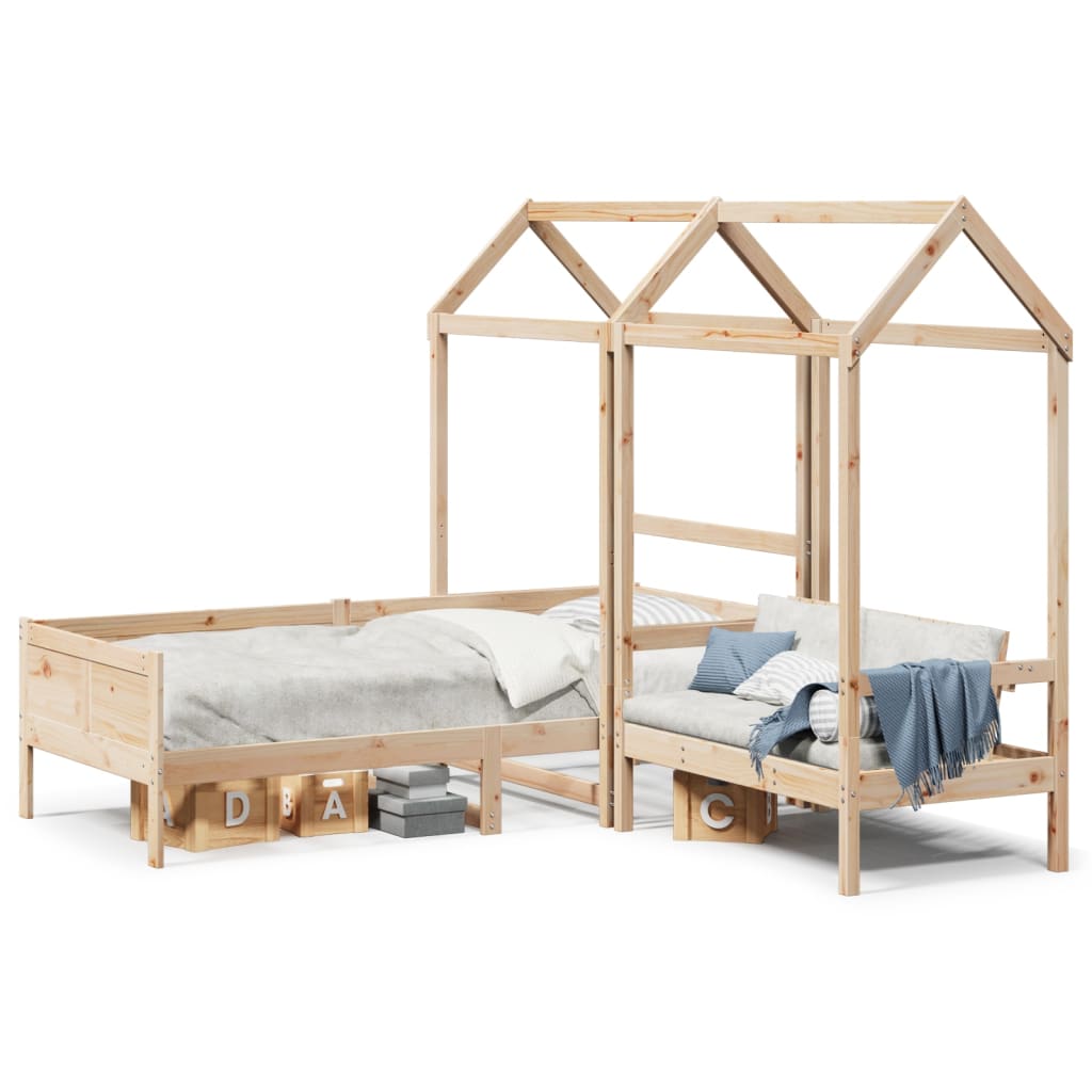 Dormeuse and Bench Set with Roof 90x190cm Solid Pine Wood