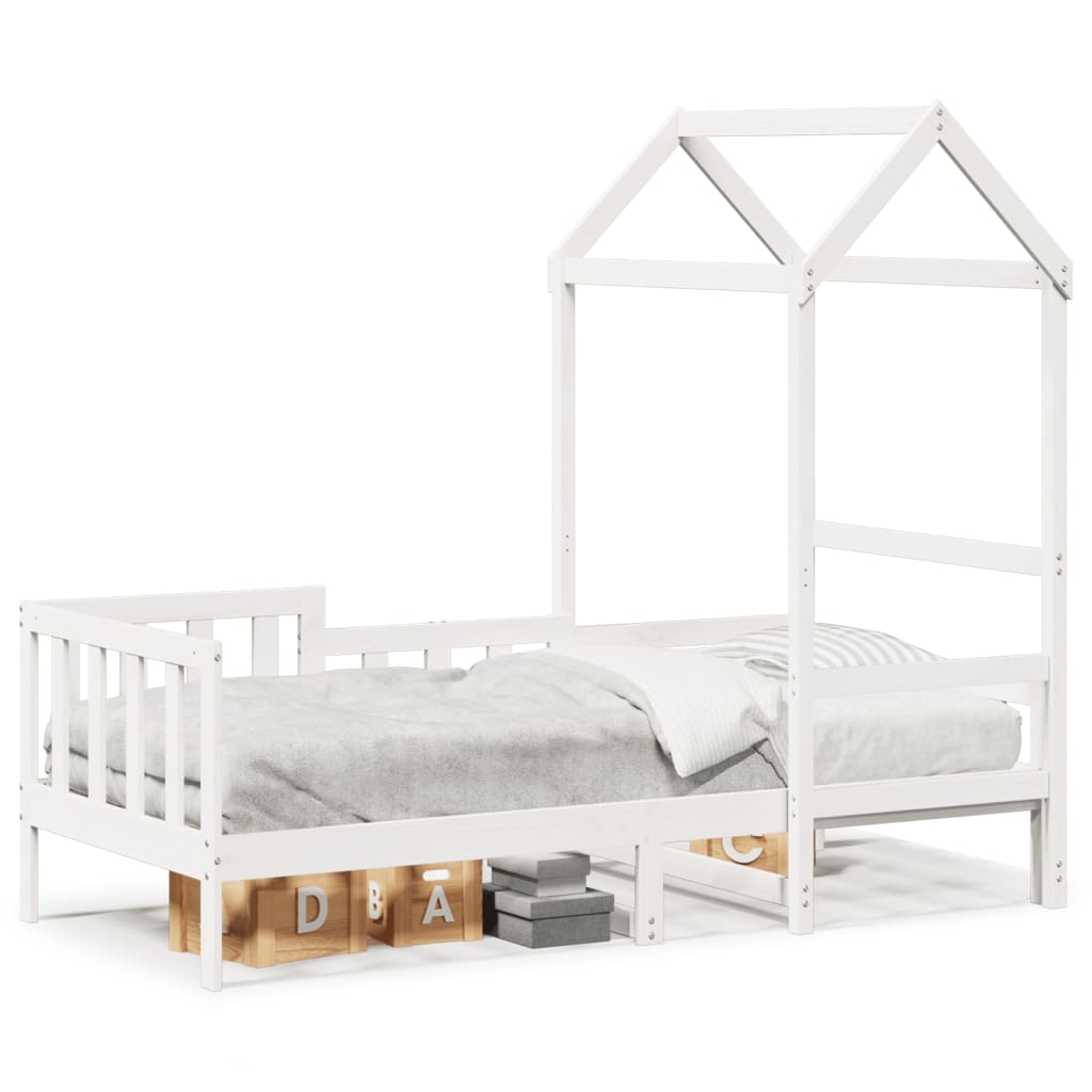 Dormeuse con Tetto 80x200 cm Bianco in Legno Massello di Pino | homemem39