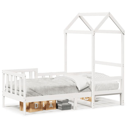 Dormeuse con Tetto 80x200 cm Bianco in Legno Massello di Pino | homemem39