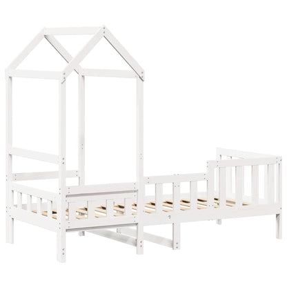 Dormeuse con Tetto 80x200 cm Bianco in Legno Massello di Pino | homemem39