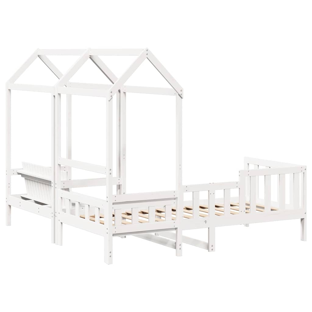 Set Dormeuse e Panca con Tetto Bianco 80x200cm Massello Pino | homemem39