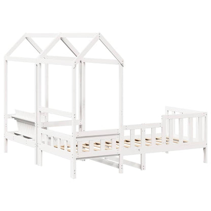 Set Dormeuse e Panca con Tetto Bianco 80x200cm Massello Pino | homemem39