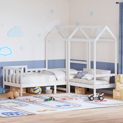 Set Dormeuse e Panca con Tetto Bianco 80x200cm Massello Pino | homemem39