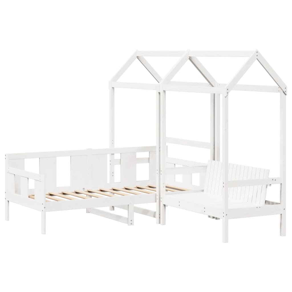 Dormeuse and Bench Set with White Roof 90x190cm Solid Pine