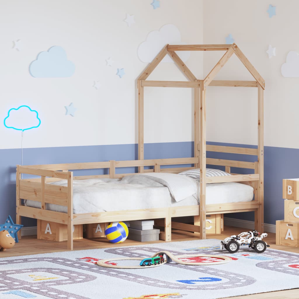 Dormeuse con Tetto 80x200 cm in Legno Massello di Pino | homemem39