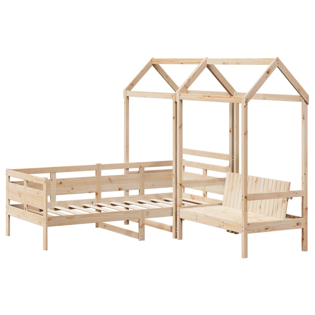 Set Dormeuse e Panca con Tetto 90x190cm Legno Massello di Pino