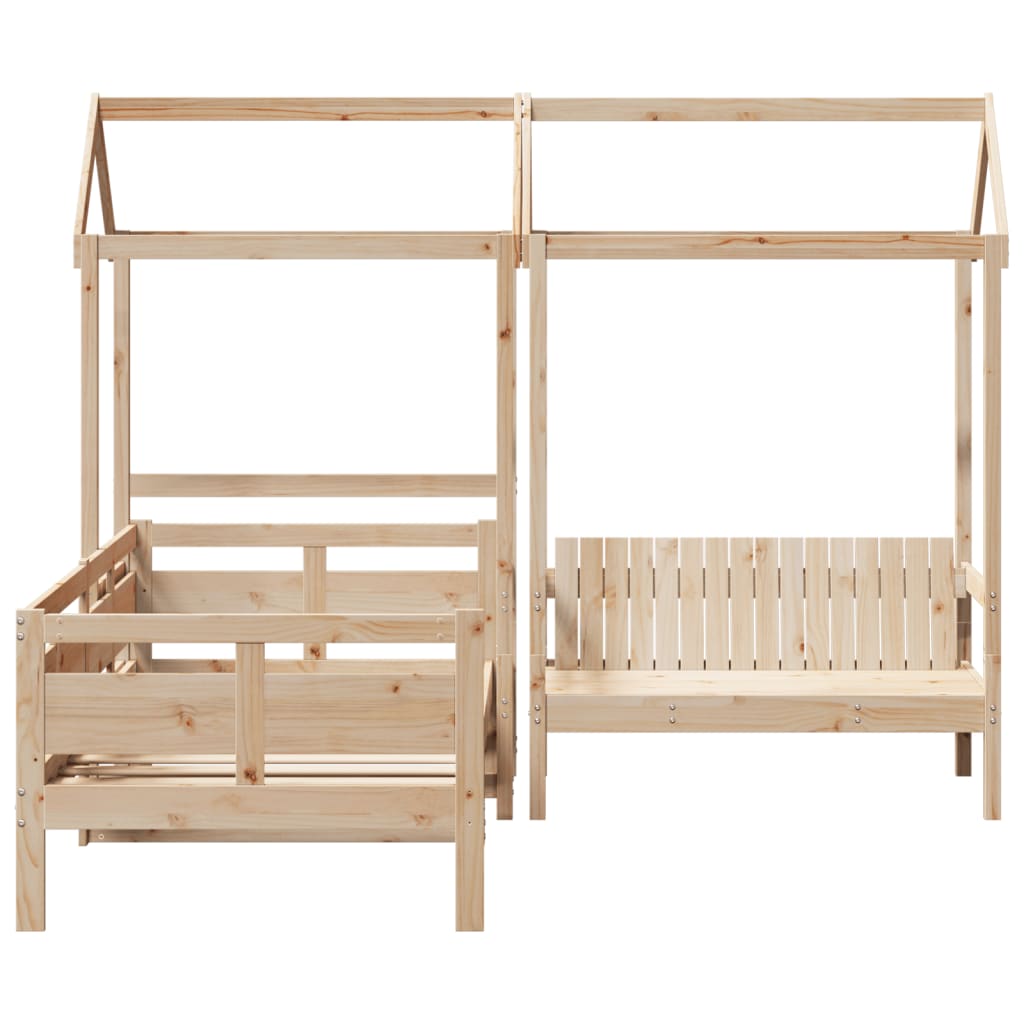 Set Dormeuse e Panca con Tetto 90x190cm Legno Massello di Pino