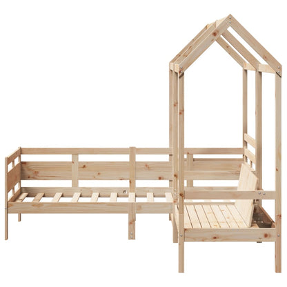 Set Dormeuse e Panca con Tetto 90x190cm Legno Massello di Pino