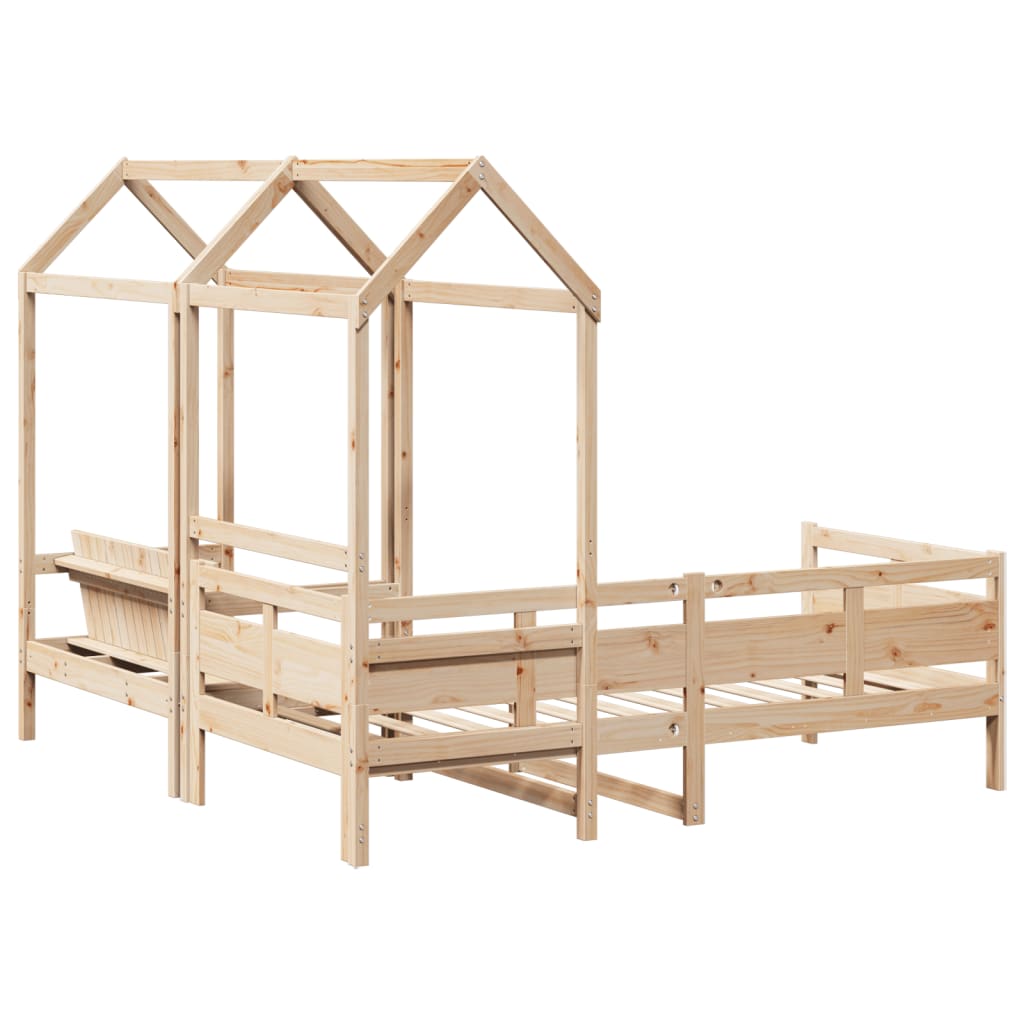 Set Dormeuse e Panca con Tetto 90x190cm Legno Massello di Pino