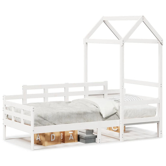 Dormeuse with Roof 90x200 cm White in Solid Pine Wood