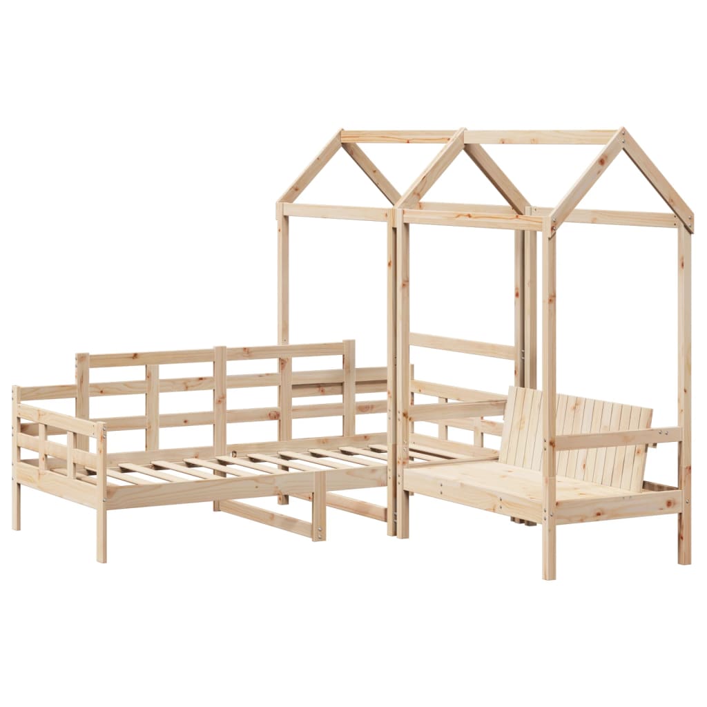 Set Dormeuse e Panca con Tetto 90x190cm Legno Massello di Pino