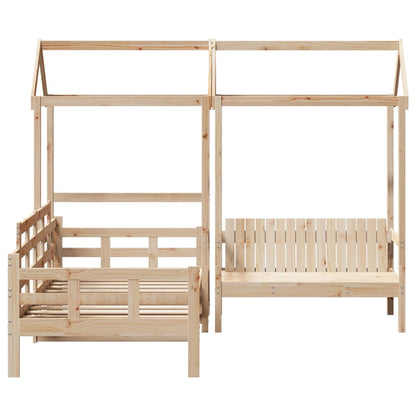 Set Dormeuse e Panca con Tetto 90x190cm Legno Massello di Pino