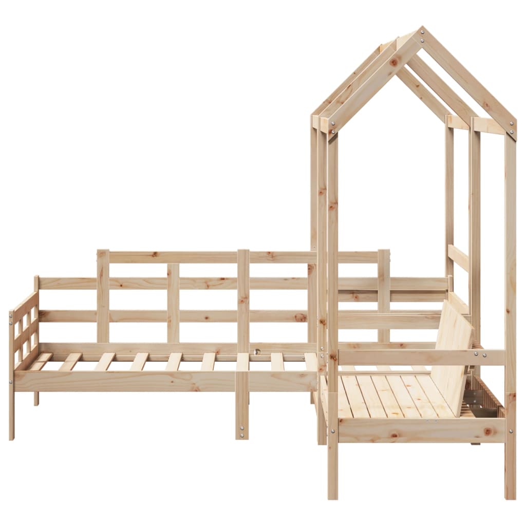 Set Dormeuse e Panca con Tetto 90x190cm Legno Massello di Pino