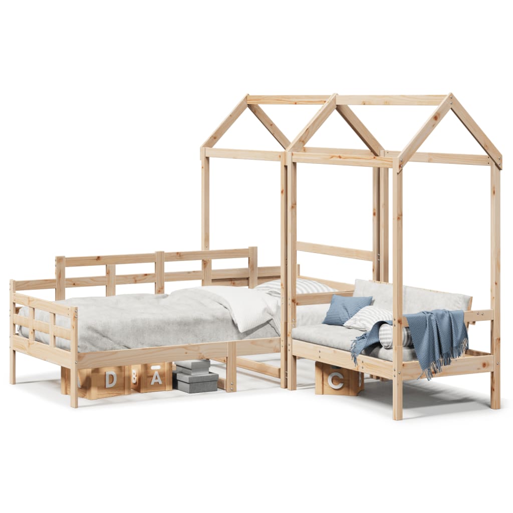 Set Dormeuse e Panca con Tetto 90x190cm Legno Massello di Pino