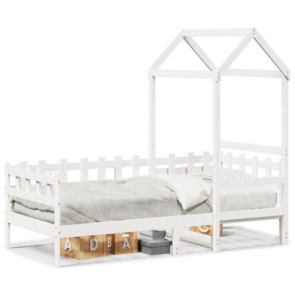 Dormeuse con Tetto 80x200 cm Bianco in Legno Massello di Pino | homemem39