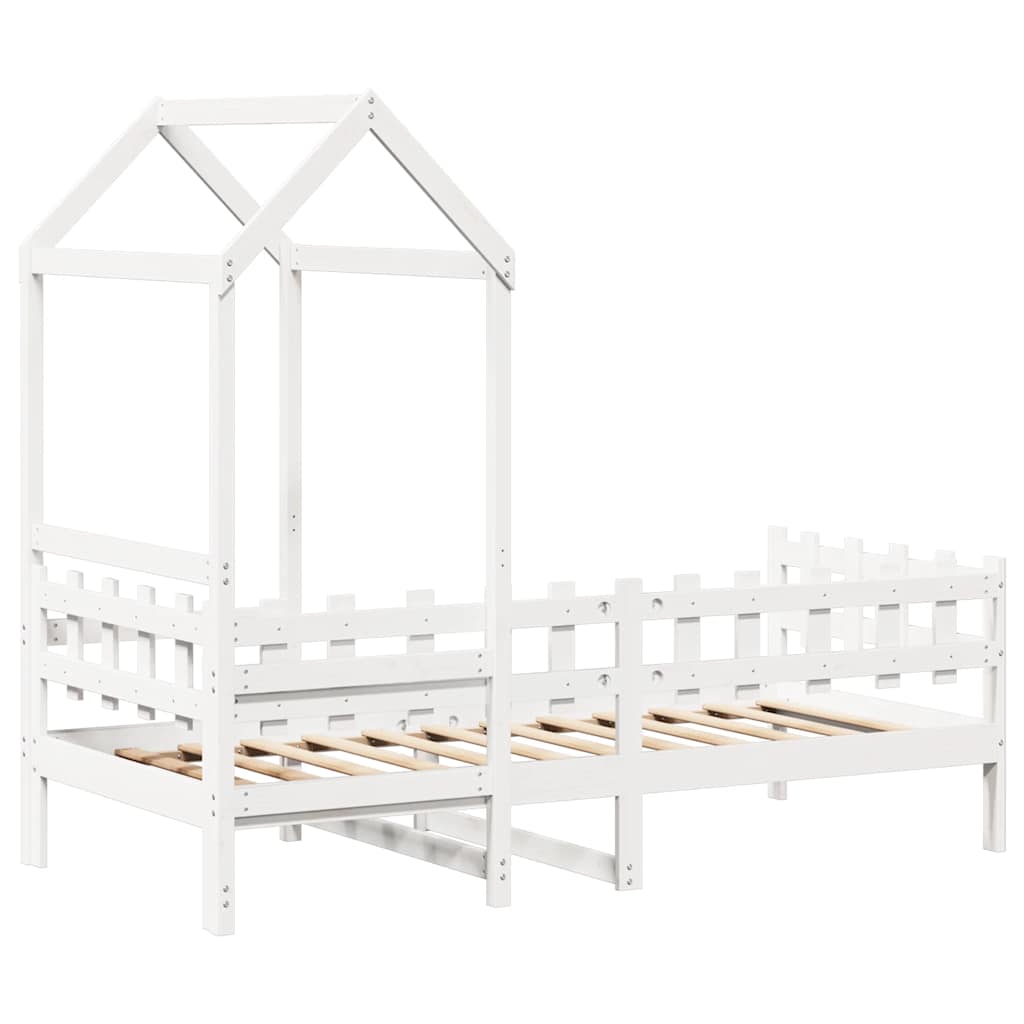 Dormeuse con Tetto 80x200 cm Bianco in Legno Massello di Pino | homemem39