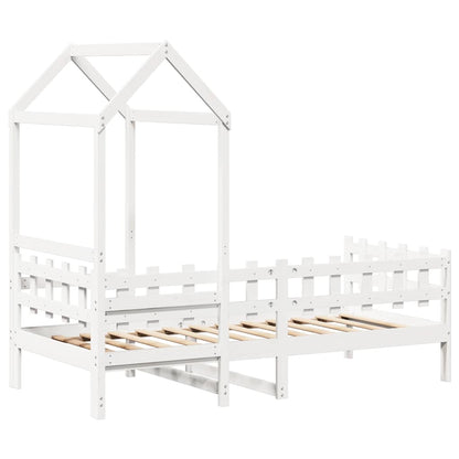 Dormeuse con Tetto 80x200 cm Bianco in Legno Massello di Pino | homemem39