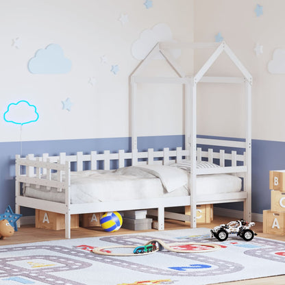 Dormeuse con Tetto 80x200 cm Bianco in Legno Massello di Pino | homemem39