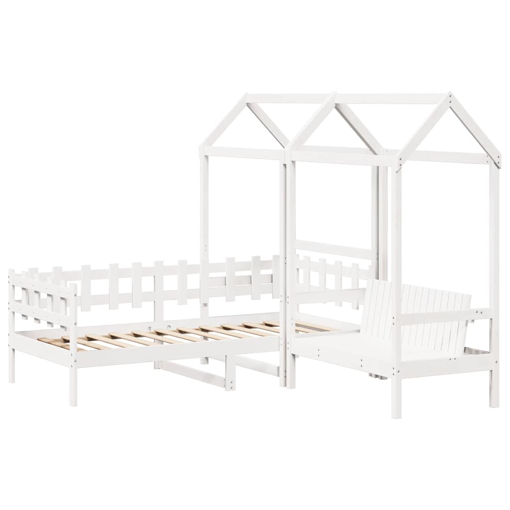 Set Dormeuse e Panca con Tetto Bianco 80x200cm Massello Pino