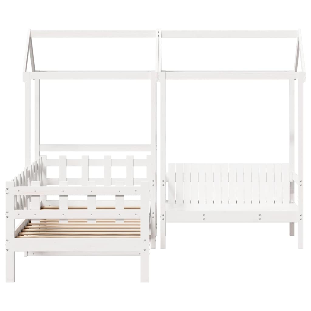 Set Dormeuse e Panca con Tetto Bianco 80x200cm Massello Pino