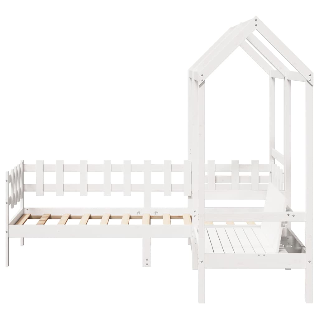 Set Dormeuse e Panca con Tetto Bianco 80x200cm Massello Pino
