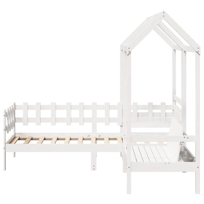 Set Dormeuse e Panca con Tetto Bianco 80x200cm Massello Pino