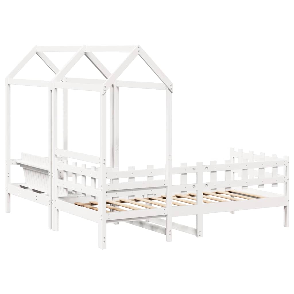 Set Dormeuse e Panca con Tetto Bianco 80x200cm Massello Pino