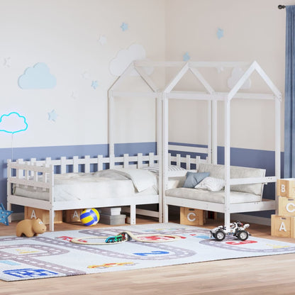 Set Dormeuse e Panca con Tetto Bianco 80x200cm Massello Pino | homemem39