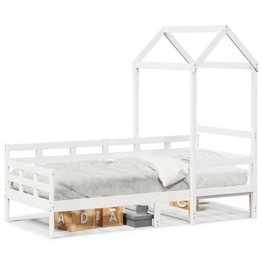 Dormeuse with Roof 90x190 cm White in Solid Pine Wood
