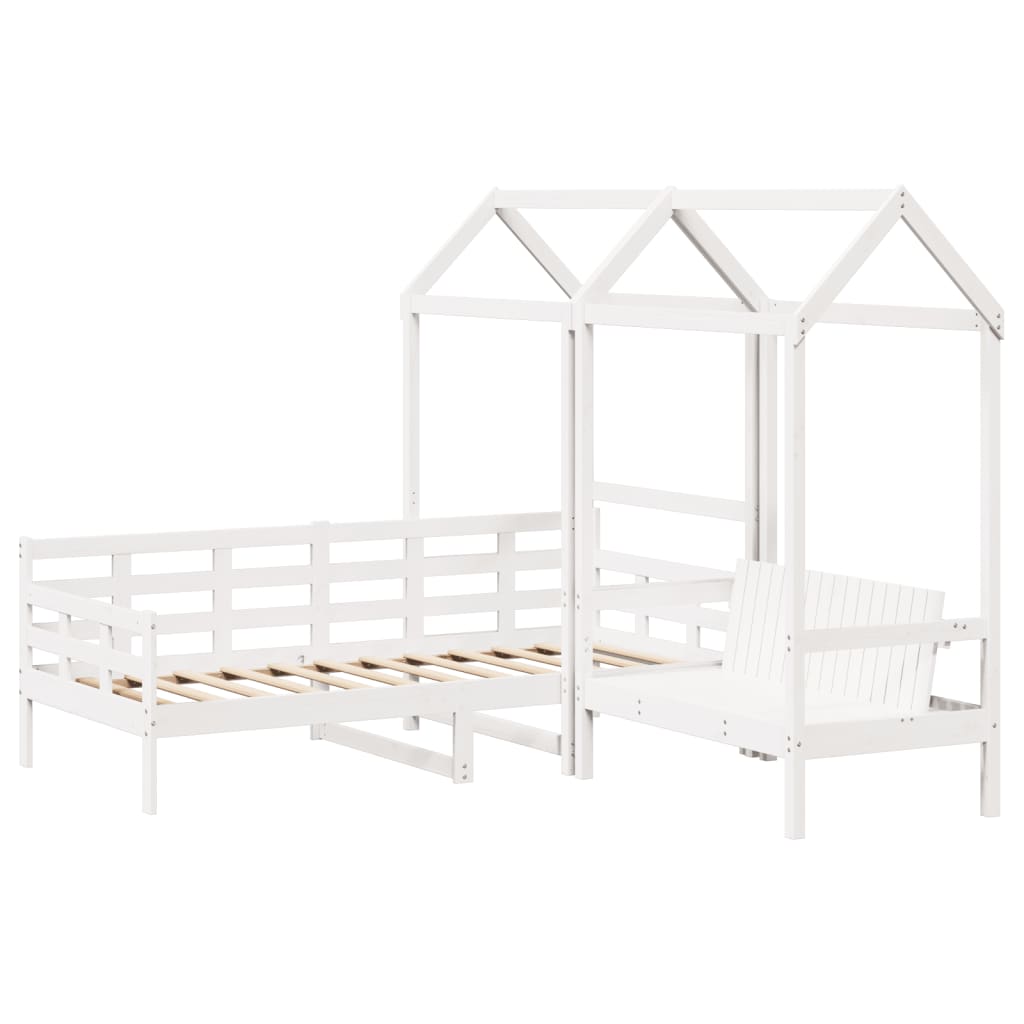 Dormeuse and Bench Set with White Roof 90x200cm Solid Pine