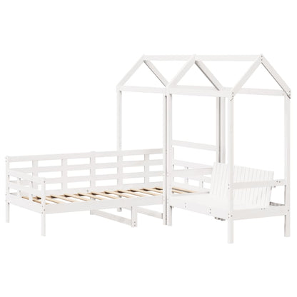 Dormeuse and Bench Set with White Roof 90x200cm Solid Pine
