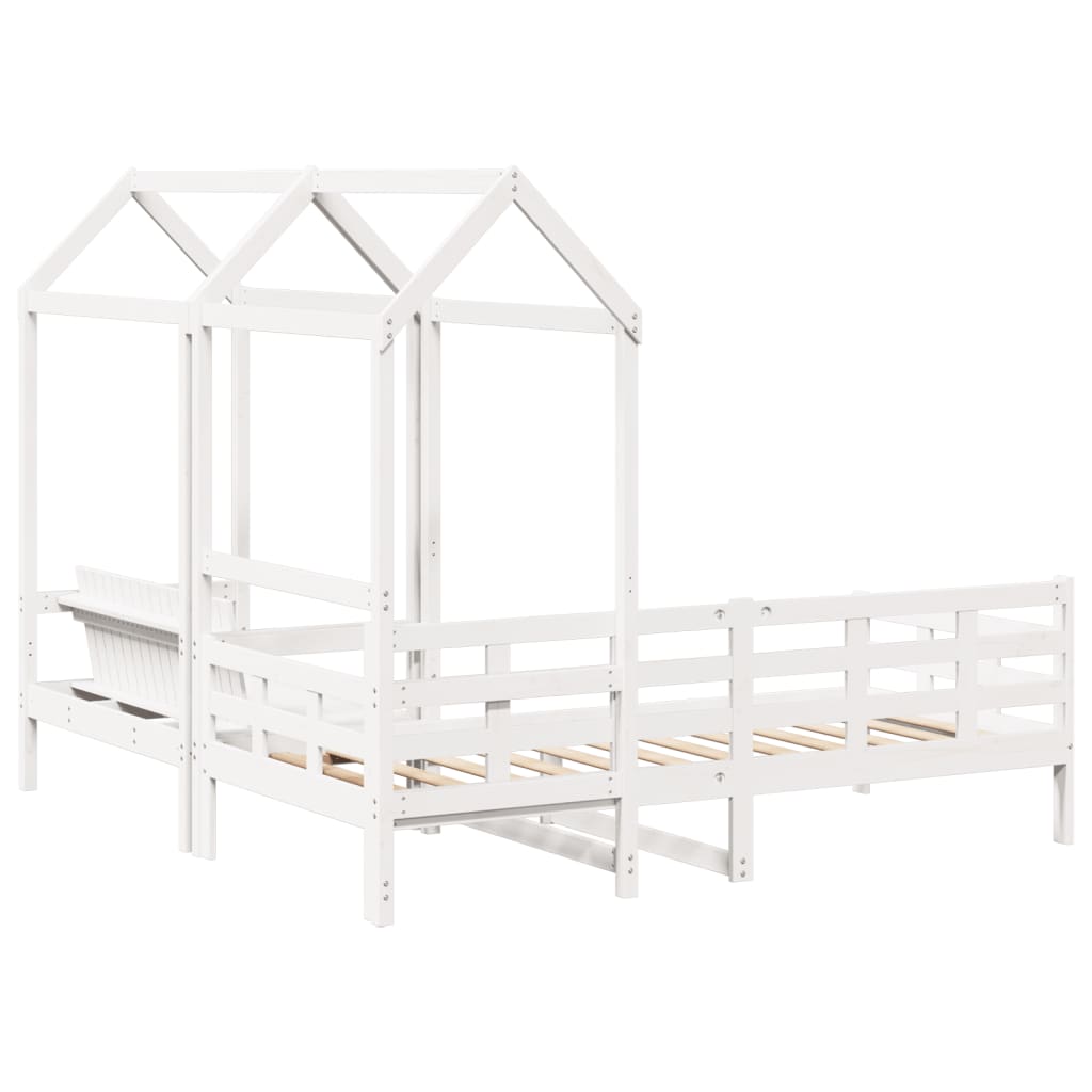 Dormeuse and Bench Set with White Roof 90x200cm Solid Pine