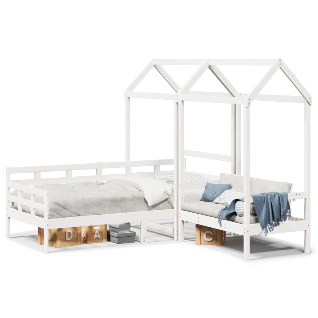 Dormeuse and Bench Set with White Roof 90x200cm Solid Pine