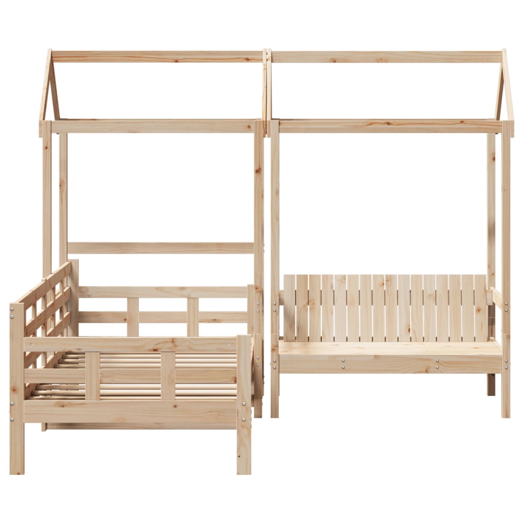 Dormeuse and Bench Set with Roof 80x200cm Solid Pine Wood