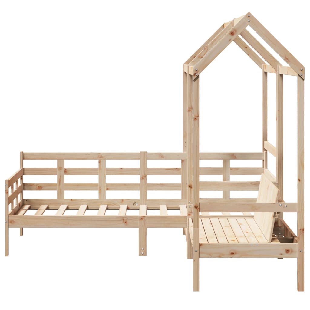 Dormeuse and Bench Set with Roof 80x200cm Solid Pine Wood