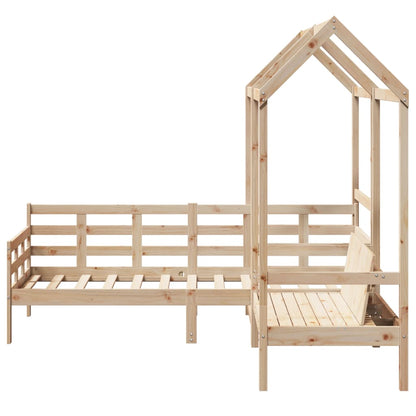 Dormeuse and Bench Set with Roof 80x200cm Solid Pine Wood