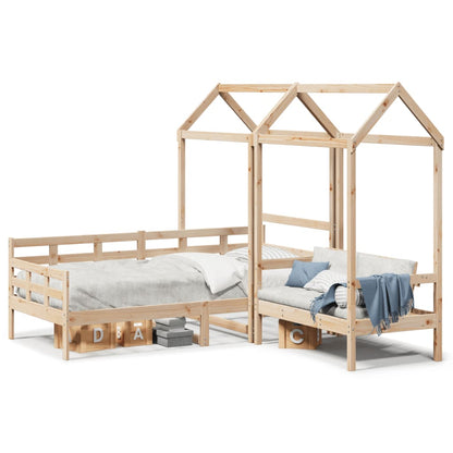 Set Dormeuse e Panca con Tetto 90x190cm Legno Massello di Pino