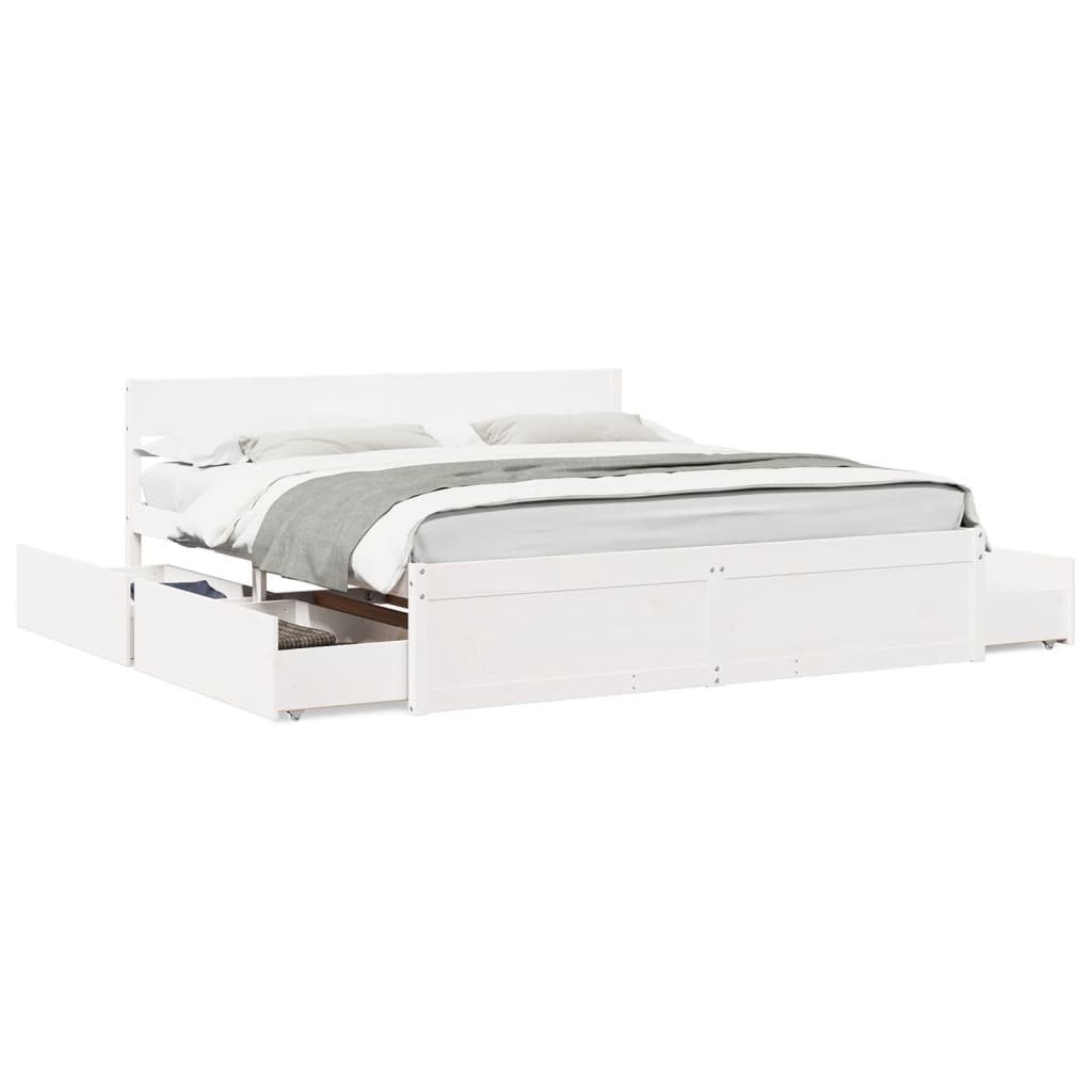 Letto senza Materasso Bianco 180x200 cm Legno Massello di Pino | homemem39