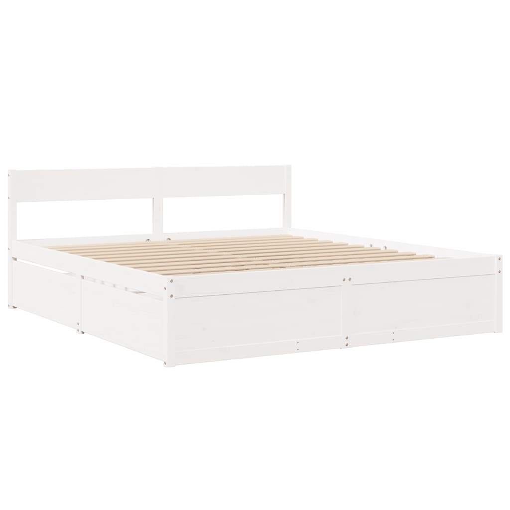 Letto senza Materasso Bianco 180x200 cm Legno Massello di Pino | homemem39