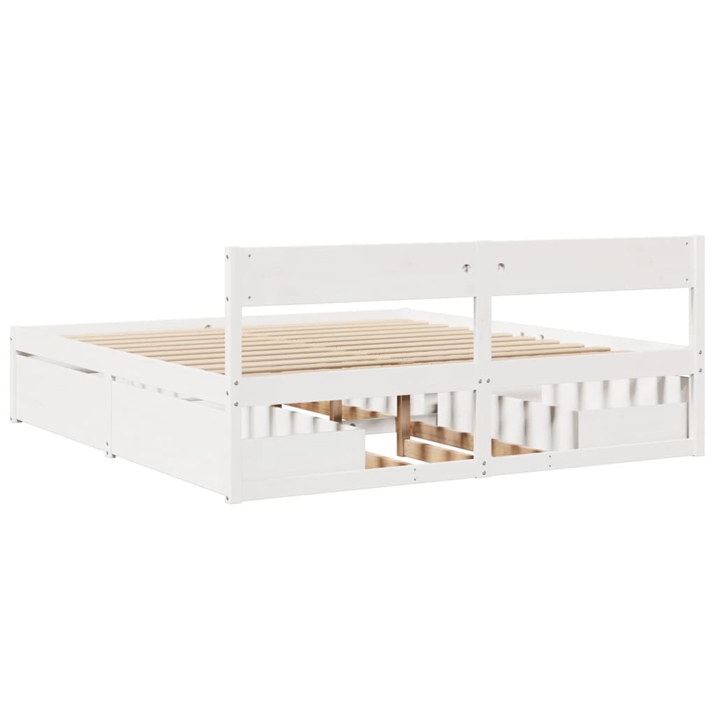 Letto senza Materasso Bianco 180x200 cm Legno Massello di Pino | homemem39