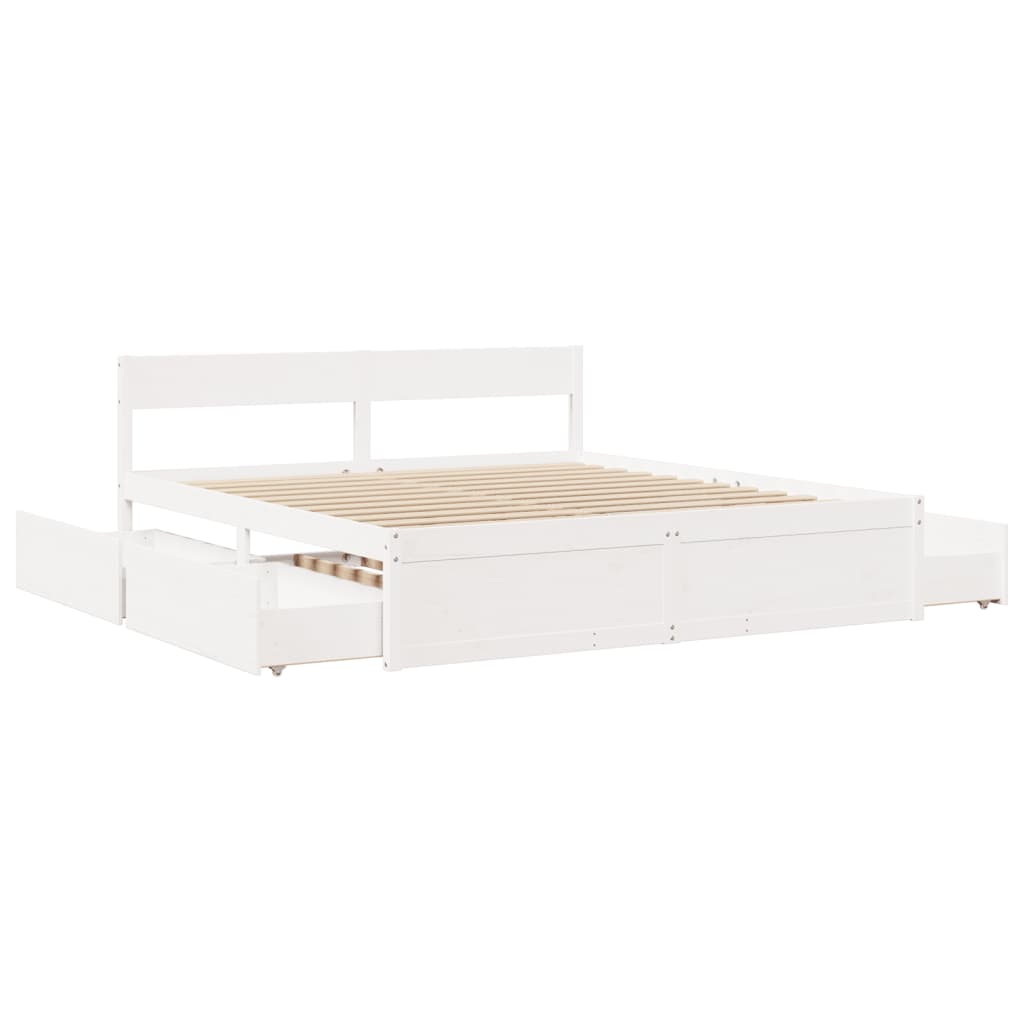 Letto senza Materasso Bianco 180x200 cm Legno Massello di Pino | homemem39