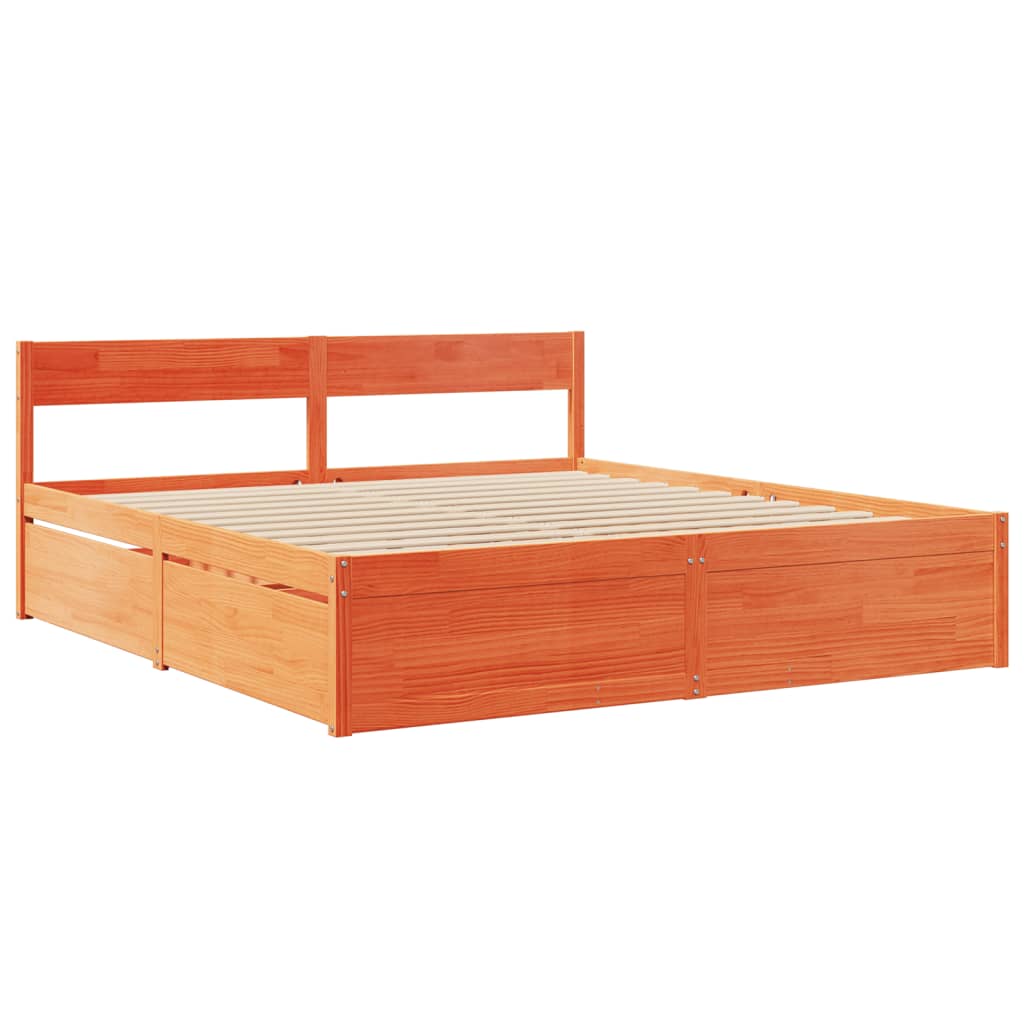 Letto senza Materasso Marrone Cera 180x200 cm in Legno di Pino | homemem39