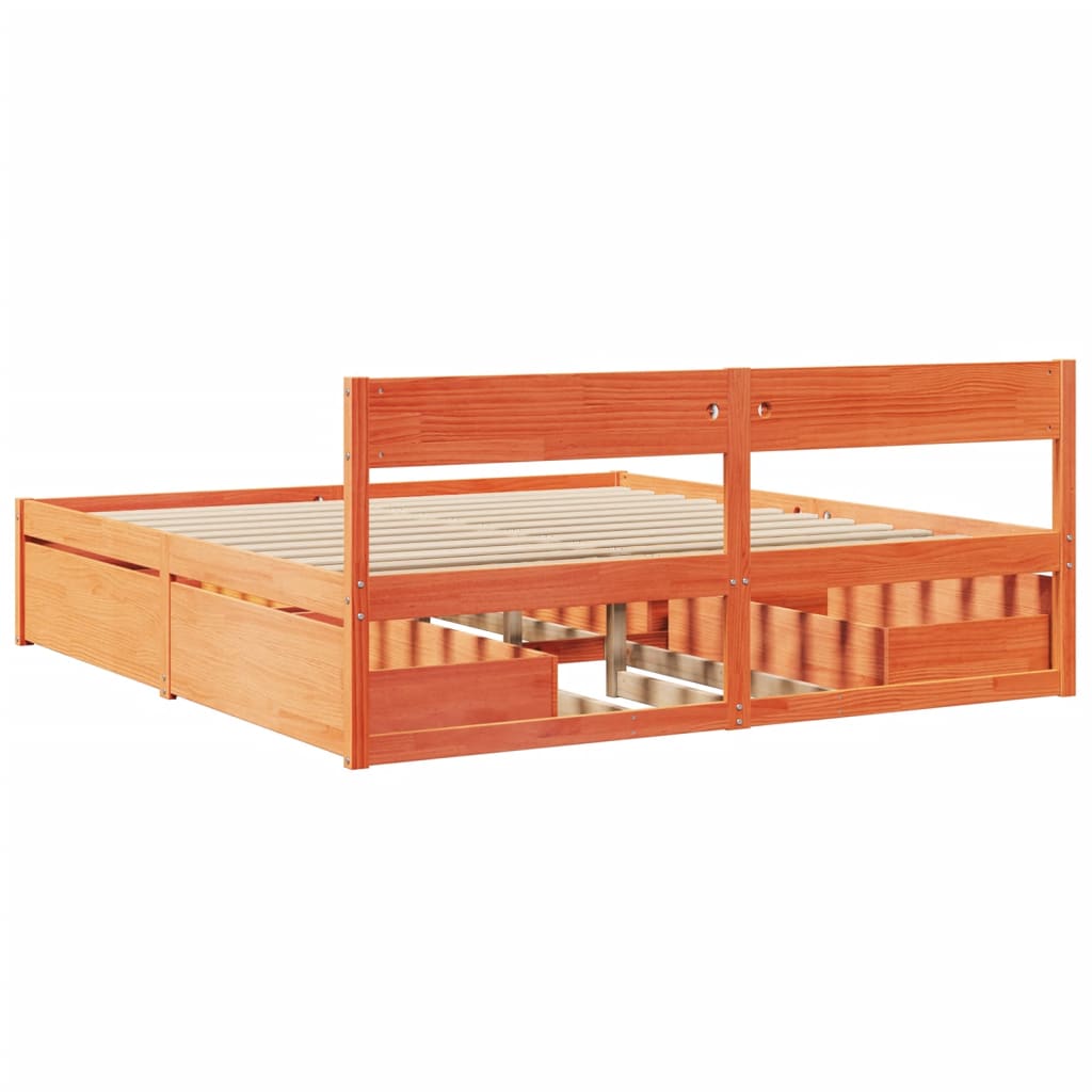 Letto senza Materasso Marrone Cera 180x200 cm in Legno di Pino | homemem39