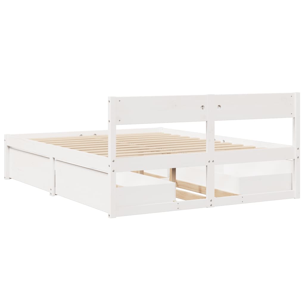 Letto senza Materasso Bianco 160x200 cm Legno Massello di Pino - homemem39