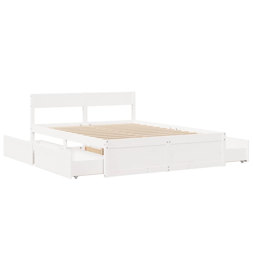 Letto senza Materasso Bianco 160x200 cm Legno Massello di Pino - homemem39